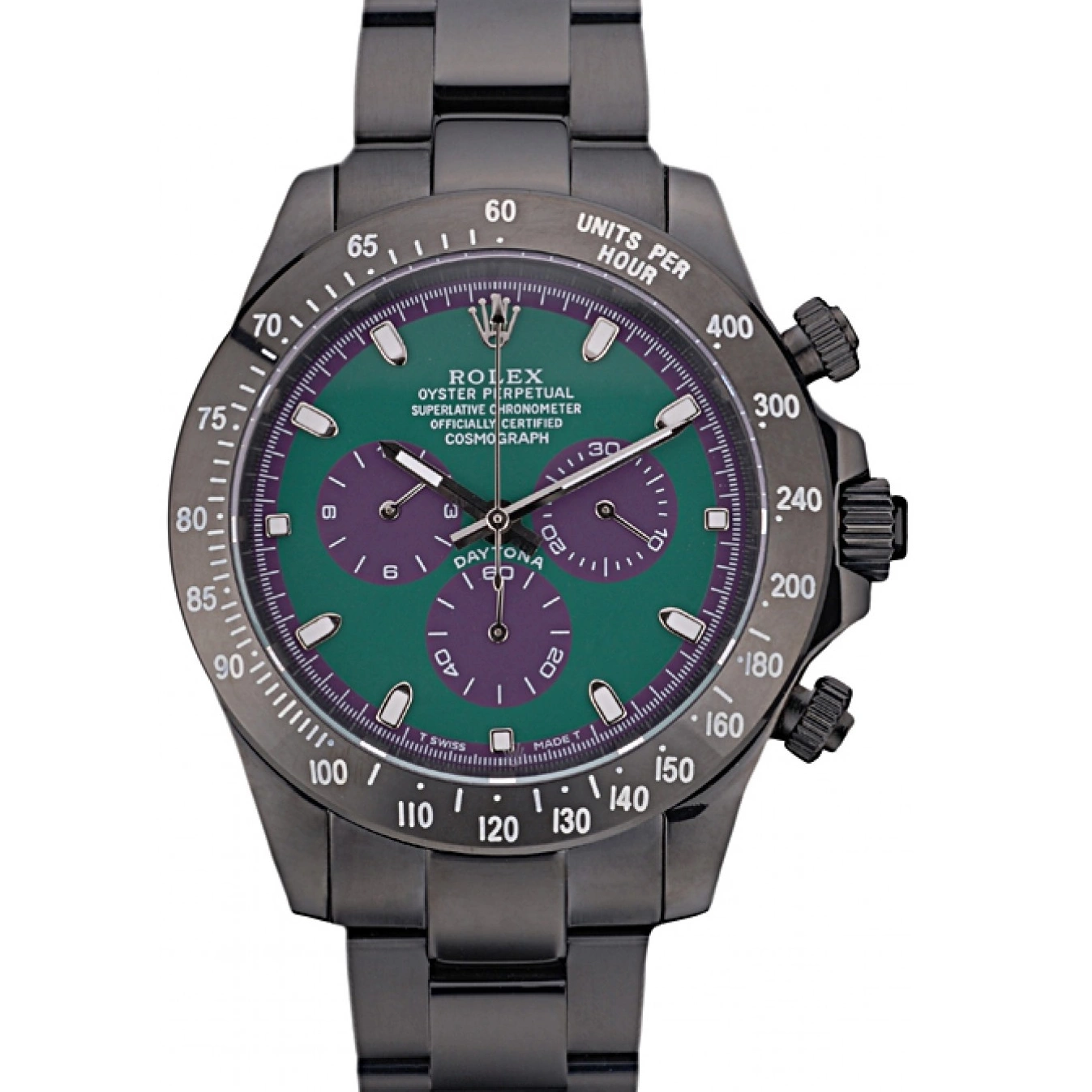 Aaa replica watch 80246 Dial Tachymeter Rolex Ion Strap Steel Plated Black Green Daytona Stainless Black 0701